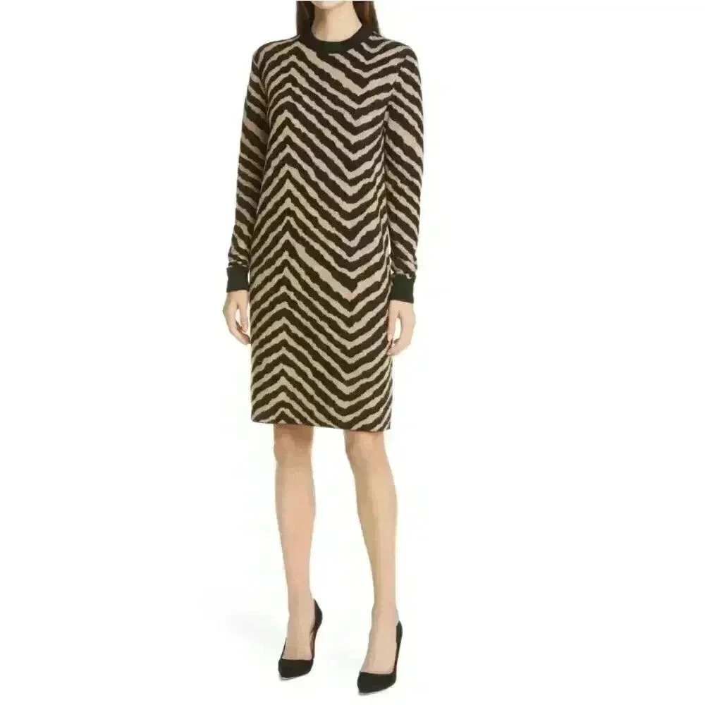 BOSS Fadrella‎ Chevron Long Sleeve Shift Sweater Dress